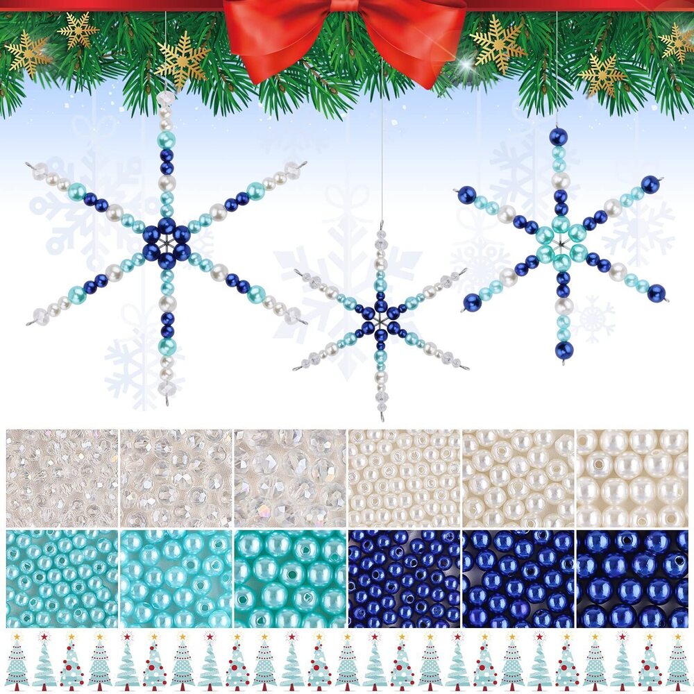 7084 1104PCS Christmas Snowflake Wires Bead Kit Kalolary Xmas Metal